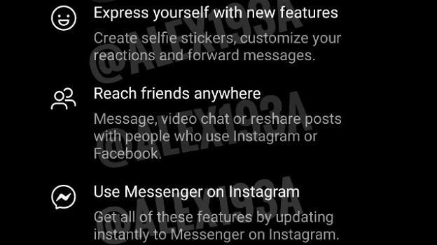 Instagram: ulteriori novità per l’integrazione con Messenger