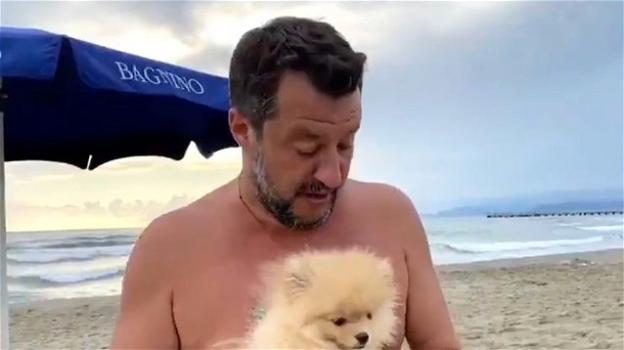 Salvini si schiera contro gli abbandoni, ma il cagnolino non apprezza e lo morde