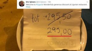 Liguria: giornalista americano pubblica lo scontrino del ristorante, 50 centesimi di sconto su 295,50 P