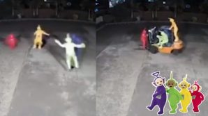 Si travestono da Teletubbies e rubano un carrello elevatore mentre ballano
