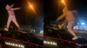 Milano: trapper salta su macchina dei carabinieri e posta il video sui social, denunciato