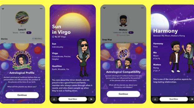 Snapchat: counter degli iscritti per i creativi, profilo astrologico per tutti