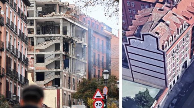 Forte boato squarcia il pomeriggio di Madrid: salta in aria un palazzo in Calle de Toledo