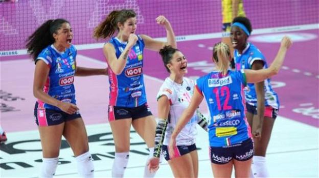 Volley femminile: Novara vince 3-0 contro Scandicci