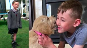 USA, l’amicizia tra un bambino con una gamba prostetica ed un cucciolo nato senza una zampa