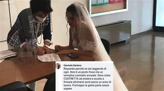 Taranto, prof in abito da sposa firma il contratto a scuola: "Costretta ad andare, avrei perso il lavoro""