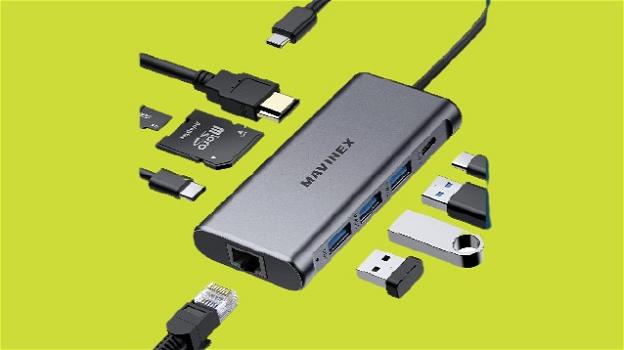 Mavinex M01: hub 9 in 1 con lettore schede, HDMI, USB ed Ethernet