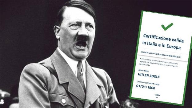 Green Pass Covid intestati a Adolf Hitler: vengono dati validi lo stesso dal sistema di verifica
