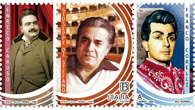 Tre francobolli per omaggiare la musica del passato