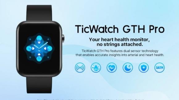 TicWatch GTH Pro: ufficiale da Mobvoi con focus sulla salute arteriosa