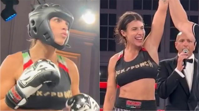 Elisabetta Canalis ha debuttato in un evento di kickboxing vincendo la sfida