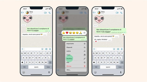 WhatsApp rilascia a tutti la modifica dei messaggi