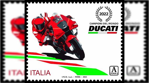 La Ducati campione del mondo 2022 in un francobollo