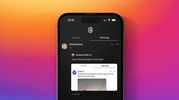 Threads, l’app di micro-blogging di Instagram, introduce il feed degli account seguiti