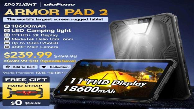 Ulefone Armor Pad 2: il tablet con la torcia che non teme nulla