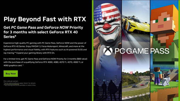 Nvidia regala tre mesi di PC Game Pass e GeForce NOW Priority Membership con le RTX 40