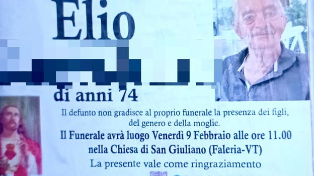 Non desidera la presenza di moglie e figli al proprio funerale; tale volontà è stata espressa sui manifesti affissi