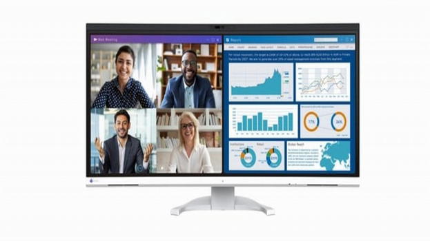 EIZO lancia il FlexScan EV3450X: il primo monitor curvo business con webcam e microfono integrati