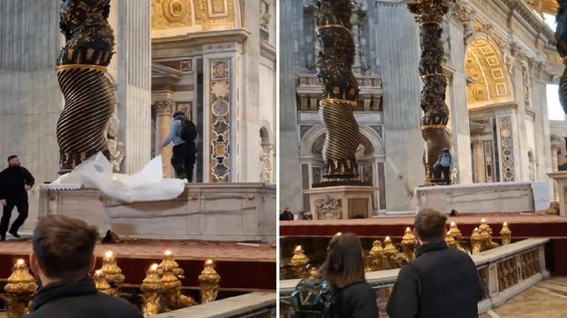 Psicolabile rumeno sale sull’altare di San Pietro e danneggia sei candelabri