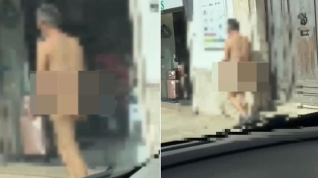 Passeggiata surreale a Martina Franca: l’uomo nudo con le scarpe che ha spiazzato tutti
