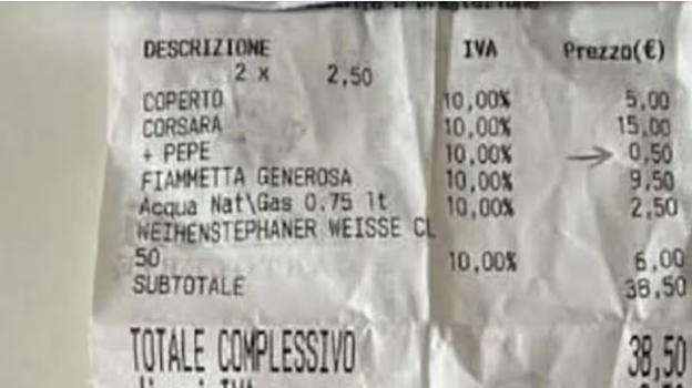 Bari, 50 centesimi in più per una spolverata di pepe sulla pizza: il caso finisce sui social