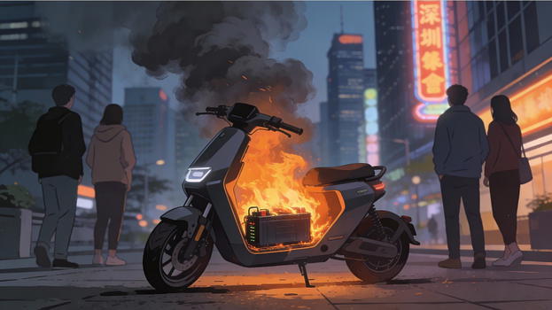 Ciclista avvolto dalle fiamme a Shenzhen: la bici elettrica prende fuoco in pochi secondi