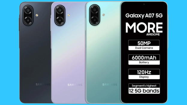 Samsung Galaxy A07 5G debutta in India: schermo a 120 Hz, batteria da 6.000 mAh e supporto software record