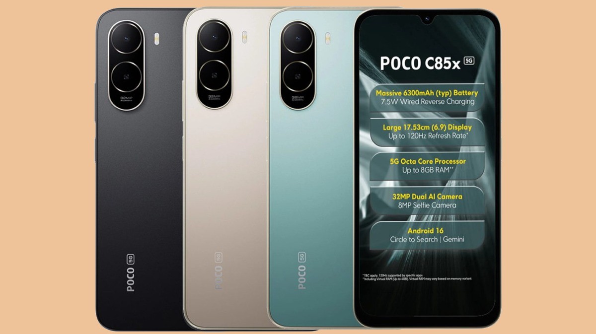 POCO C85x 5G ufficiale: display da 120Hz e batteria enorme da 6300mAh a prezzo super