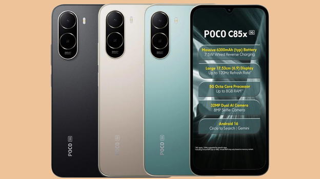 POCO C85x 5G ufficiale: display da 120Hz e batteria enorme da 6300mAh a prezzo super