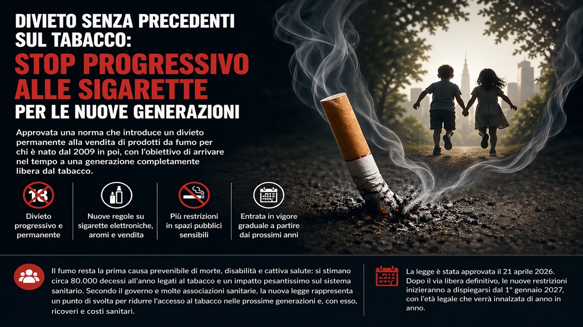 Divieto senza precedenti sul tabacco: stop progressivo alle sigarette per le nuove generazioni