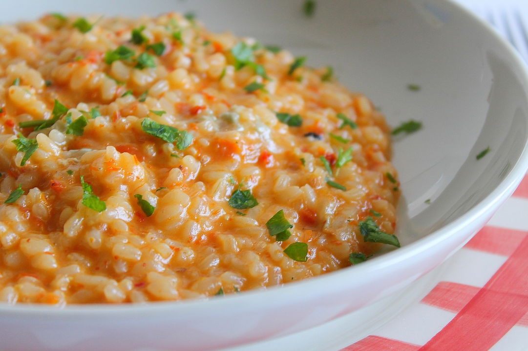Risotto con pomodori secchi e gorgonzola dolce