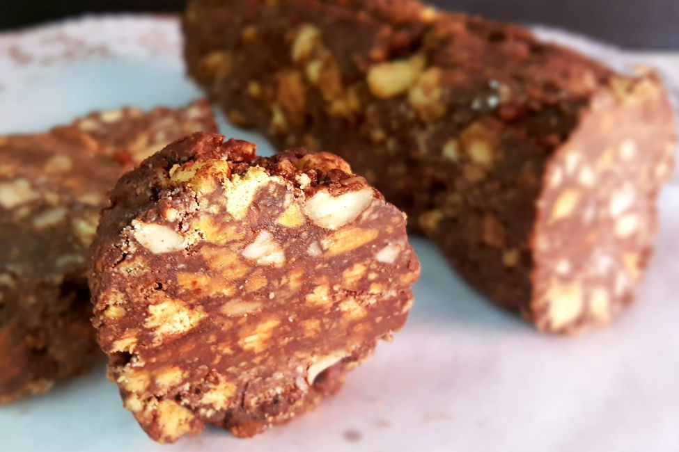Salame di cioccolato senza glutine e senza lattosio