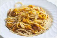 Spaghetti zucca e speck