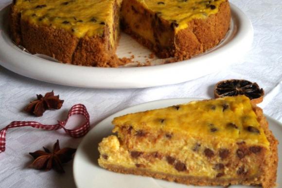 Cheesecake alla zucca con gocce di cioccolato