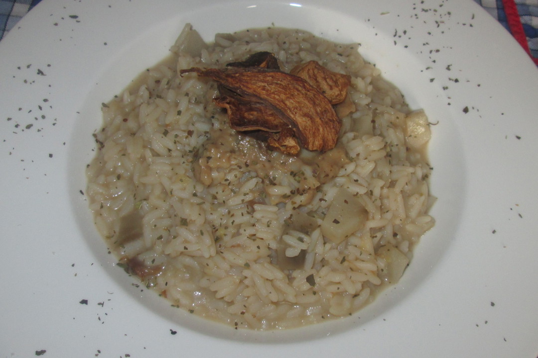 Risotto ai funghi con crema di topinambur - Fidelity Cucina