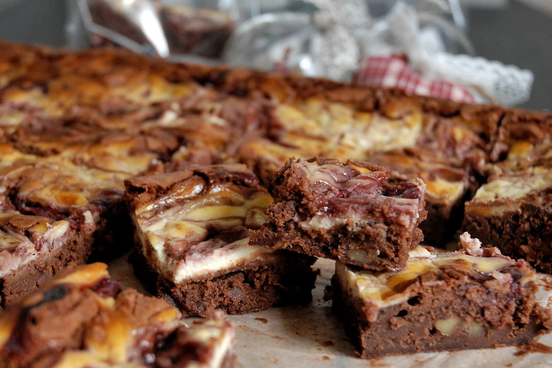 Cheese brownies cioccolato e lamponi