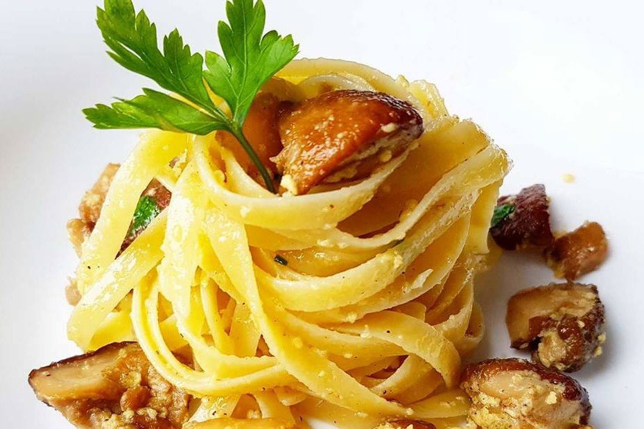 Linguine alla carbonara di porcini Fidelity Cucina