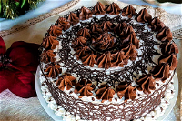 Sponge cake al cacao con camy cream e decorazioni al cioccolato