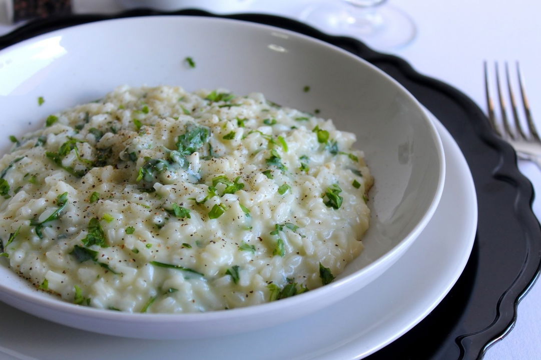 Risotto con rucola e gorgonzola