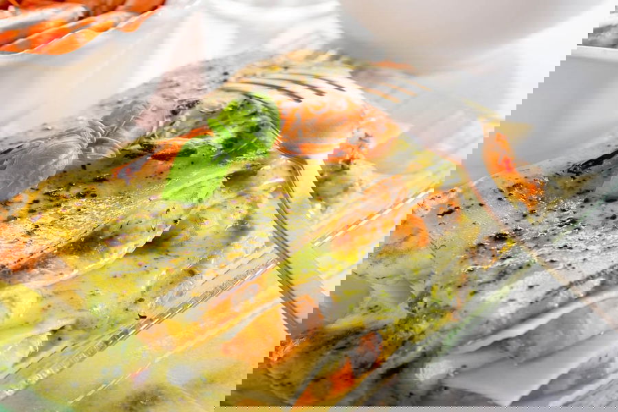Lasagne pesto e gamberi
