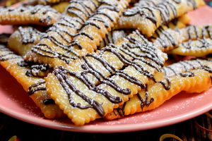 Chiacchiere con cioccolato fondente
