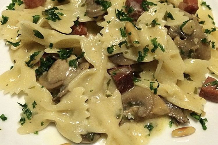 Farfalle ai funghi e Cognac
