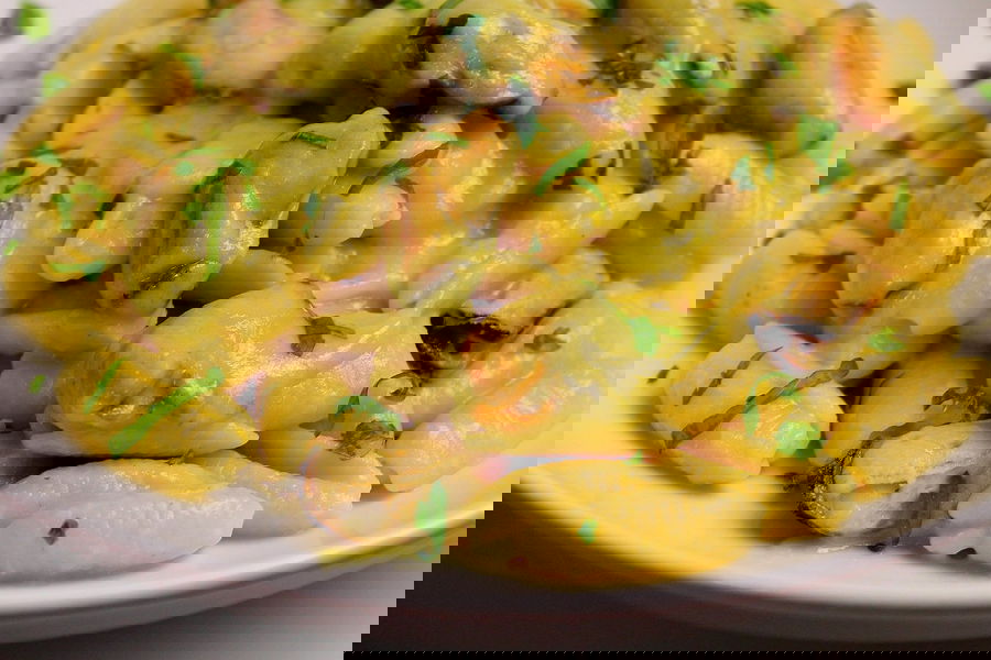 Gnocchetti sardi con crema di zucchine e cozze