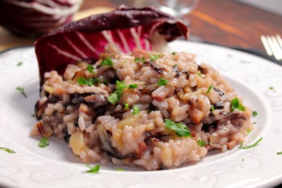 Risotto con radicchio e pancetta