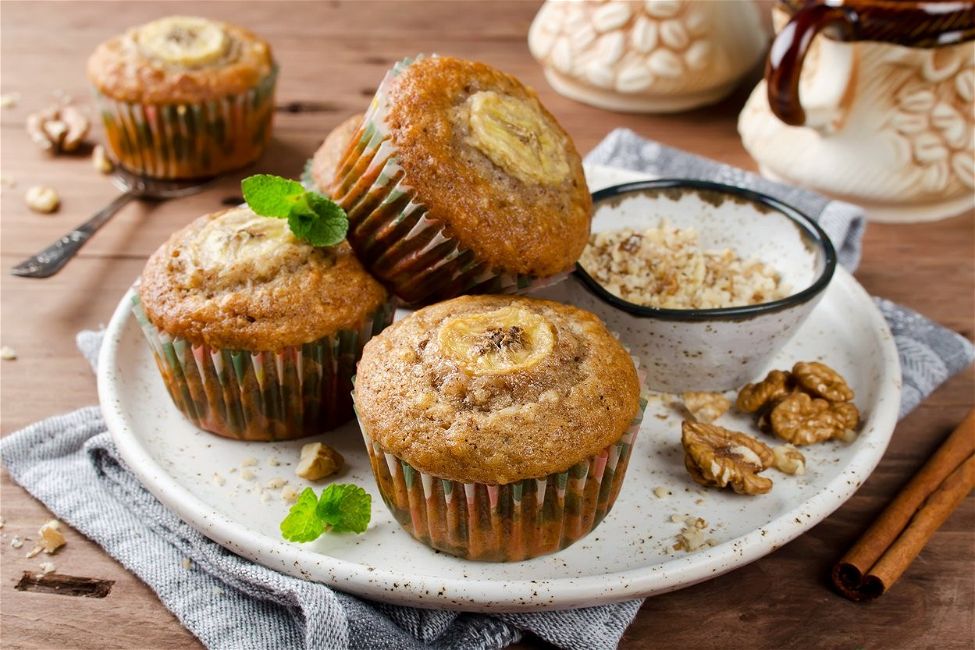 Muffin vegani banana e noci