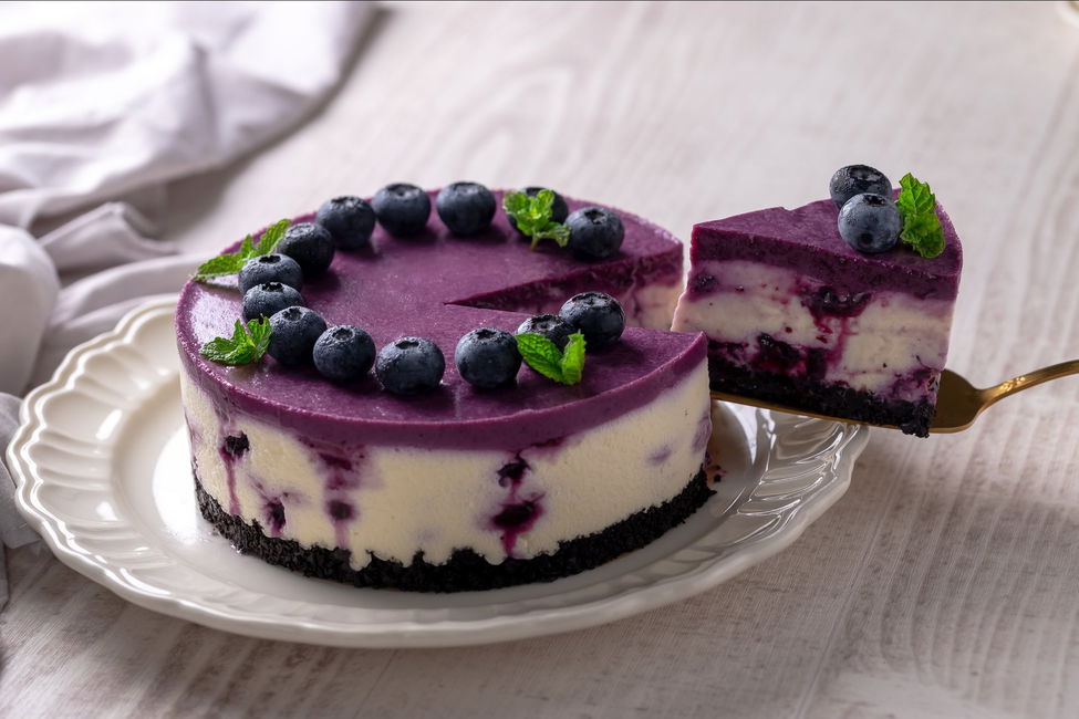 Torta fredda yogurt greco e mirtilli