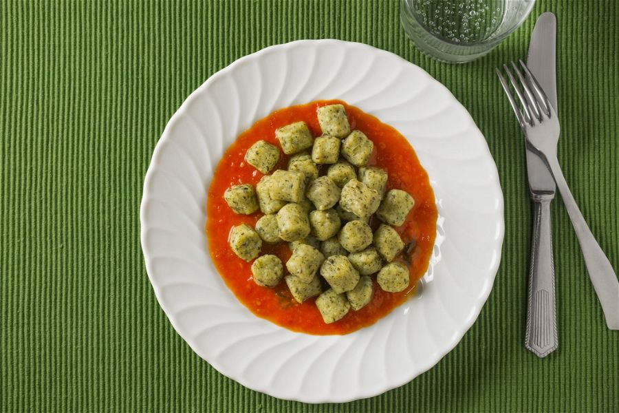 Gnocchi senza patate con broccoli e spinaci