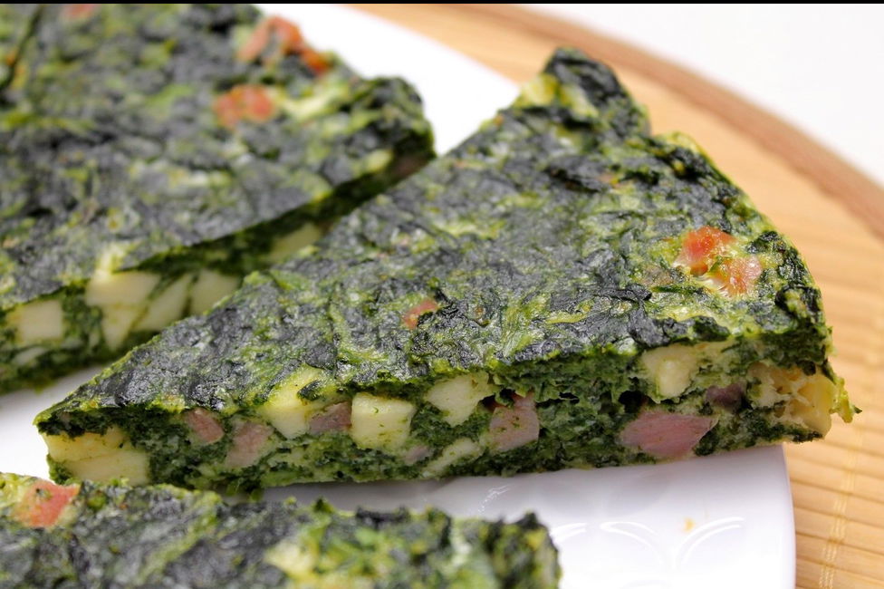 Frittata al forno con spinaci, Leerdammer e prosciutto cotto