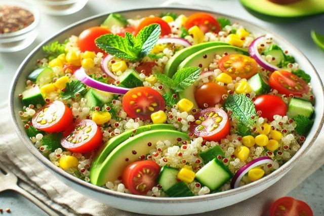 Insalata di fine estate con quinoa e avocado