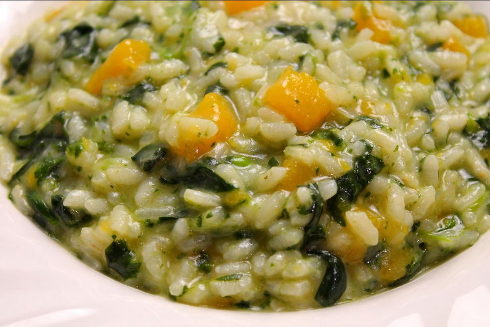 Risotto con spinaci e zucca